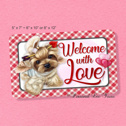 Valentine Wreath Sign * Welcome With Love * 3 Sizes * Lightweight Metal