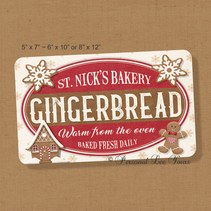 Gingerbread Wreath Sign * St. Nick's Bakery * 3 Sizes * Lightweight Metal