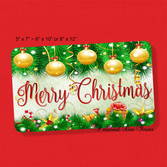 Wreath Sign * Merry Christmas * Festive Holiday * 3 Sizes * Lightweight Metal