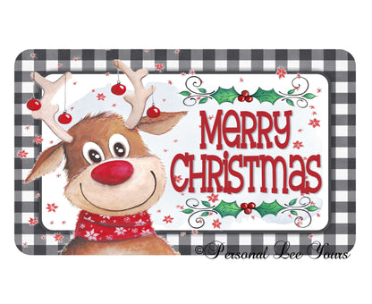 Holiday Wreath Sign * Reindeer Christmas * 3 Sizes * Lightweight Metal