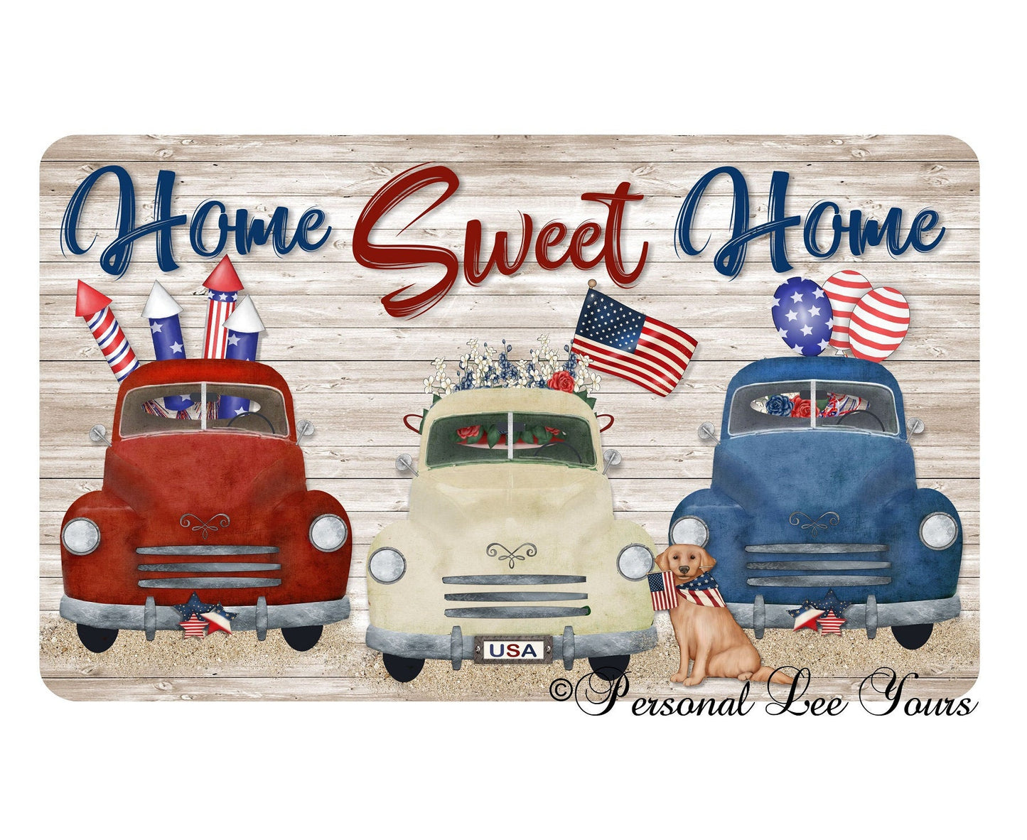 Wreath Sign * Home Sweet Home USA * 3 Sizes * Lightweight Metal