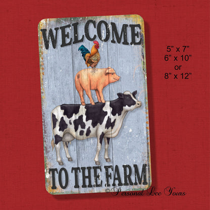 Farmhouse Wreath Signs * Welcome To The Farm * 3 Sizes * Lightweight Metal