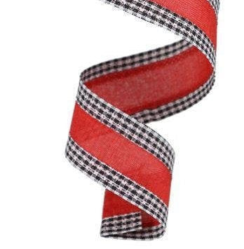 Red Gingham Ribbon Wired Burlap - 2 1/2 Inch x 10 Yards, Fall