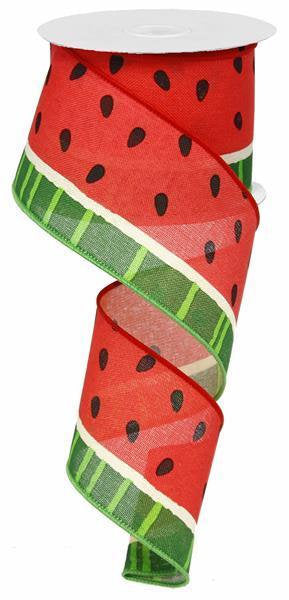 Wired Ribbon * Bold Watermelon * Red, Green and Black Royal Canvas * 2.5" x 10 Yards * RG01223C2