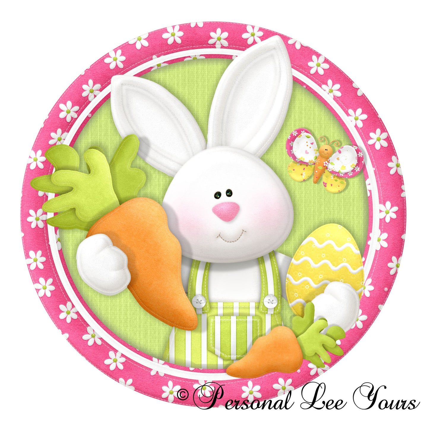 Easter Wreath Sign * Sharing Your Blessings * Brody Bunny * Round * Lightweight Metal