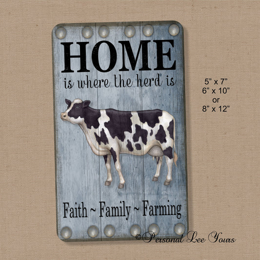 Wreath Sign * Home Is Where The Herd Is * 3 Sizes * Lightweight Metal