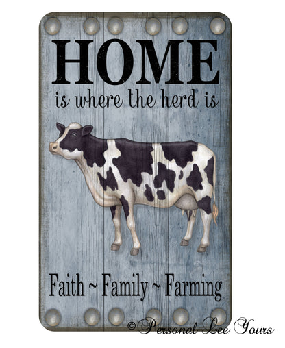 Wreath Sign * Home Is Where The Herd Is * 3 Sizes * Lightweight Metal