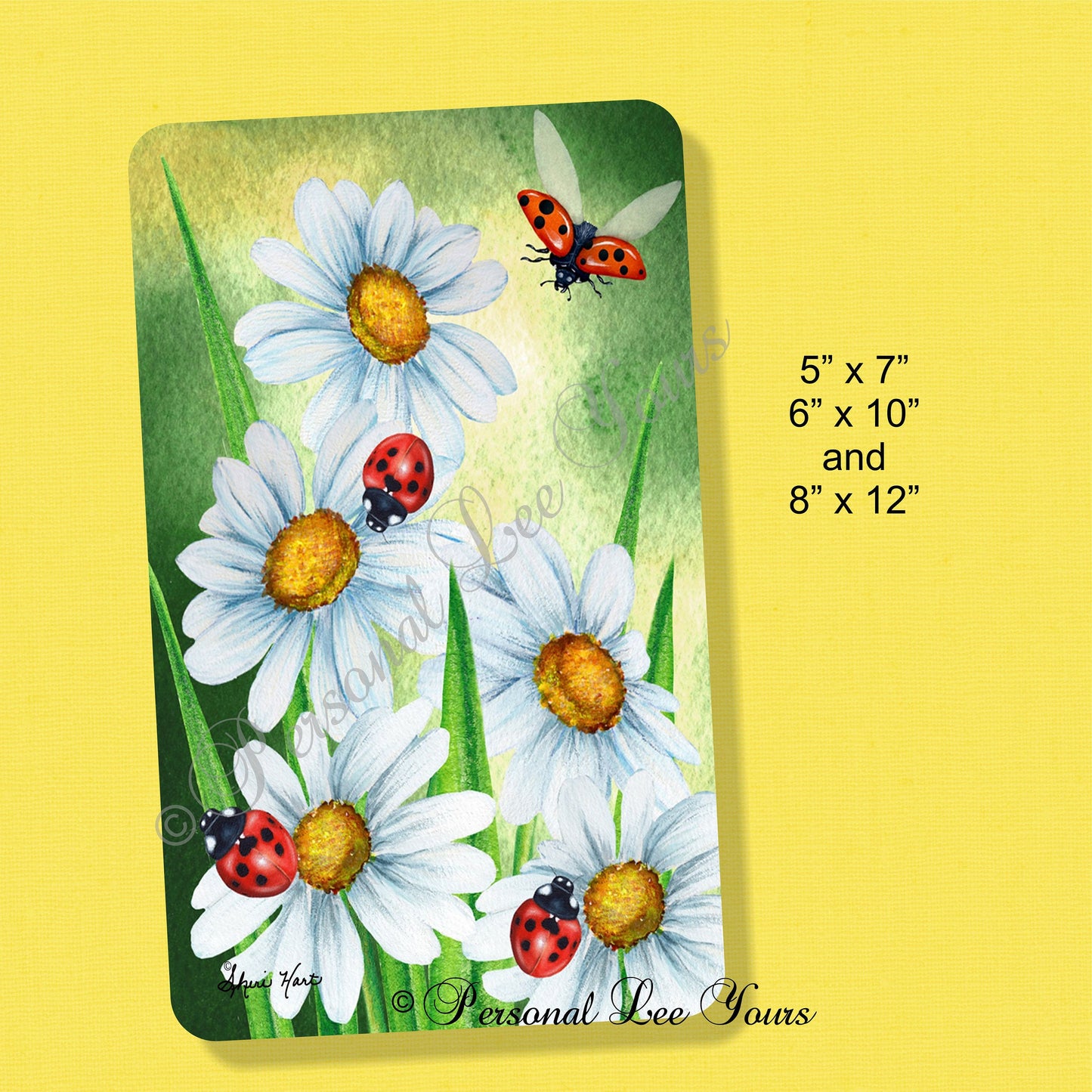 Wreath Sign *  Ladybugs On Daisies * 3 Sizes * Lightweight Metal