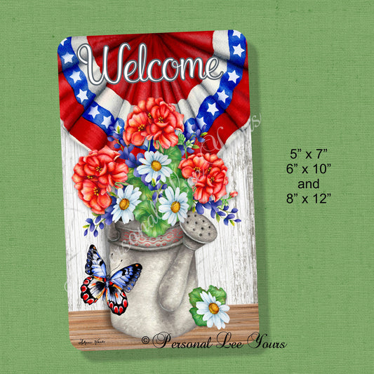 American Wreath Sign *  Patriotic Welcome * 3 Sizes * Lightweight Metal