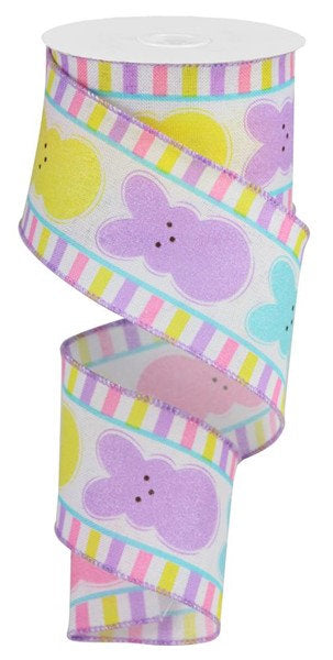 Easter Wired Ribbon * Glitter Sugar Bunnies * Canvas  * 2.5" x 10 Yards * RGA161027