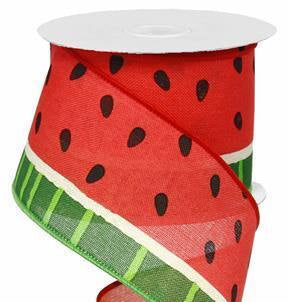 Wired Ribbon * Bold Watermelon * Red, Green and Black Royal Canvas * 2.5" x 10 Yards * RG01223C2