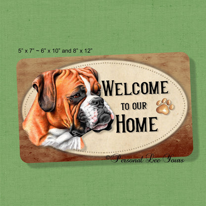 Pet Wreath Sign * Welcome * Boxer * 3 Sizes * Lightweight Metal