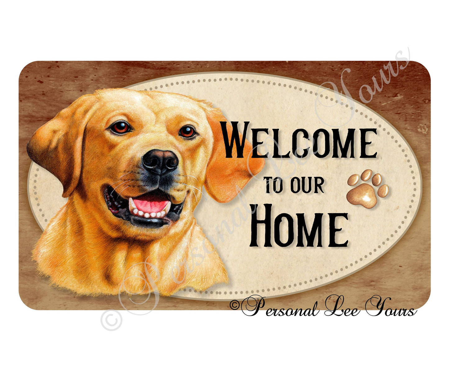 Dog Wreath Sign * Welcome * Yellow Lab * 3 Sizes * Lightweight Metal
