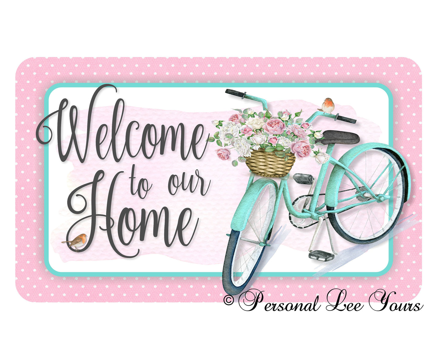 Wreath Sign * Bicycle Welcome To Our Home * 3 Sizes * Lightweight Metal
