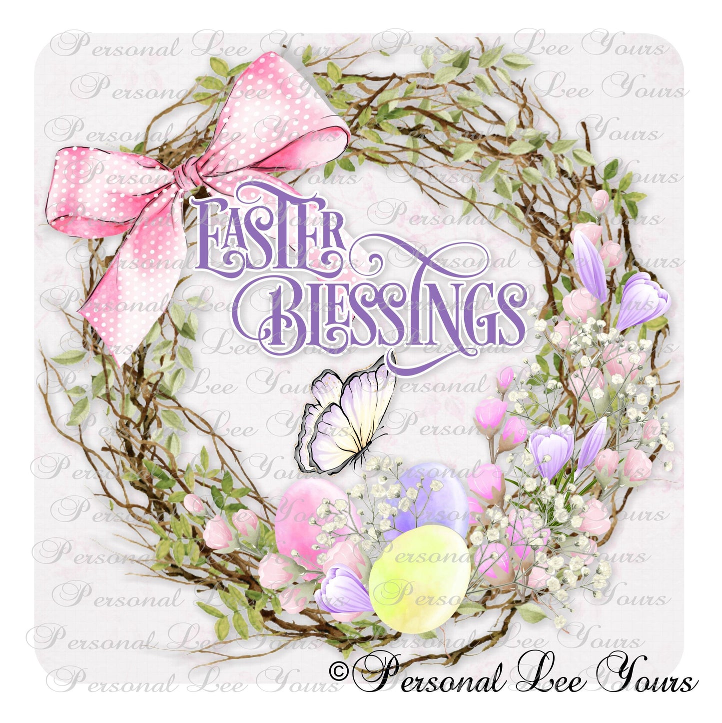 Holiday Wreath Sign * Easter Blessings Wreath * 3 Sizes * Lightweight Metal