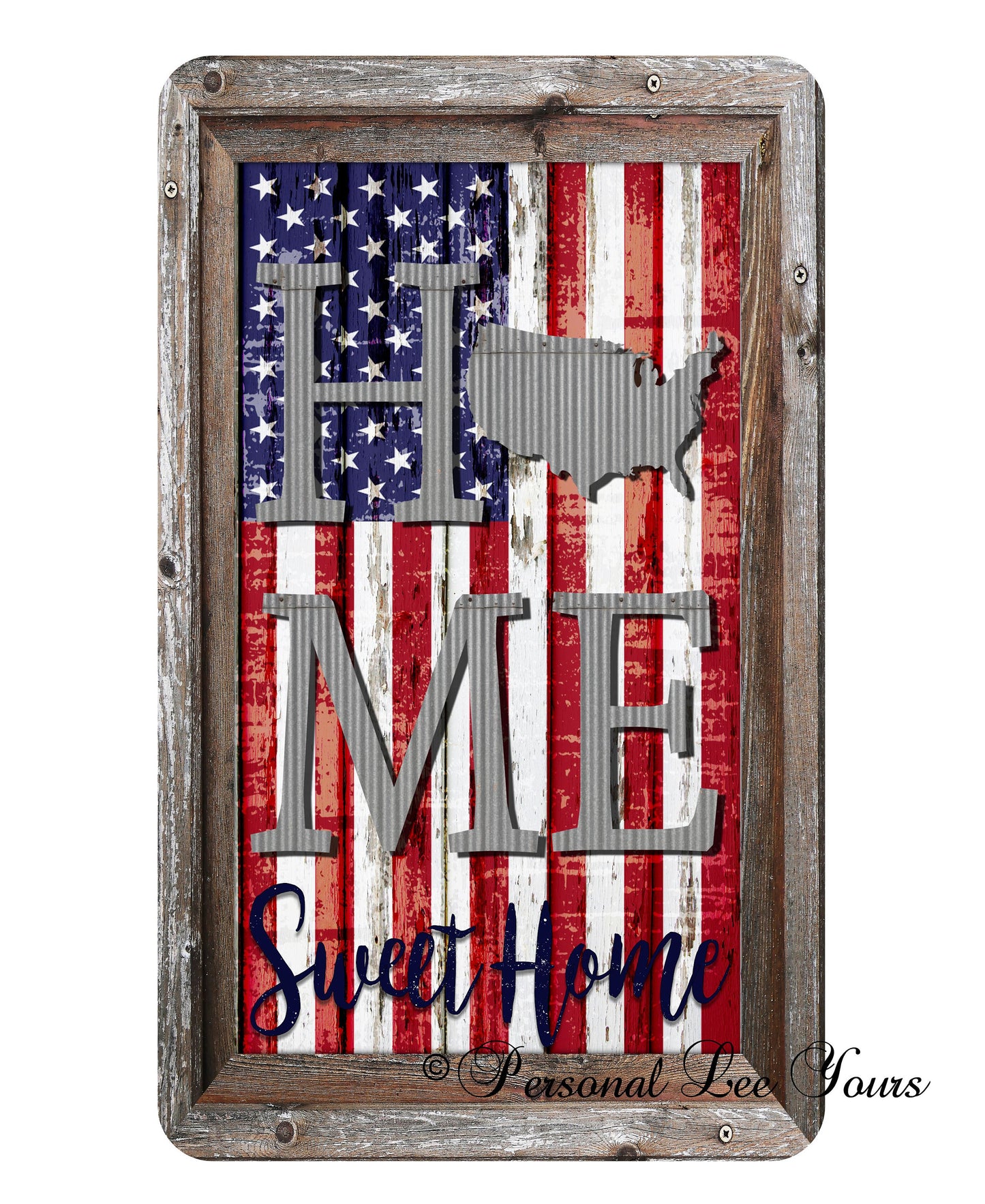 Patriotic Wreath Sign * Home Sweet Home Flag * 3 Sizes * Lightweight Metal