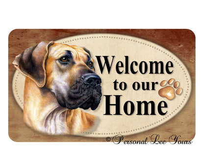 Dog Wreath Sign * Welcome * Great Dane * 3 Sizes * Lightweight Metal