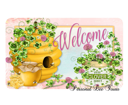 Wreath Sign * A Sweet Welcome * Honey Bees * 3 Sizes * Lightweight Metal