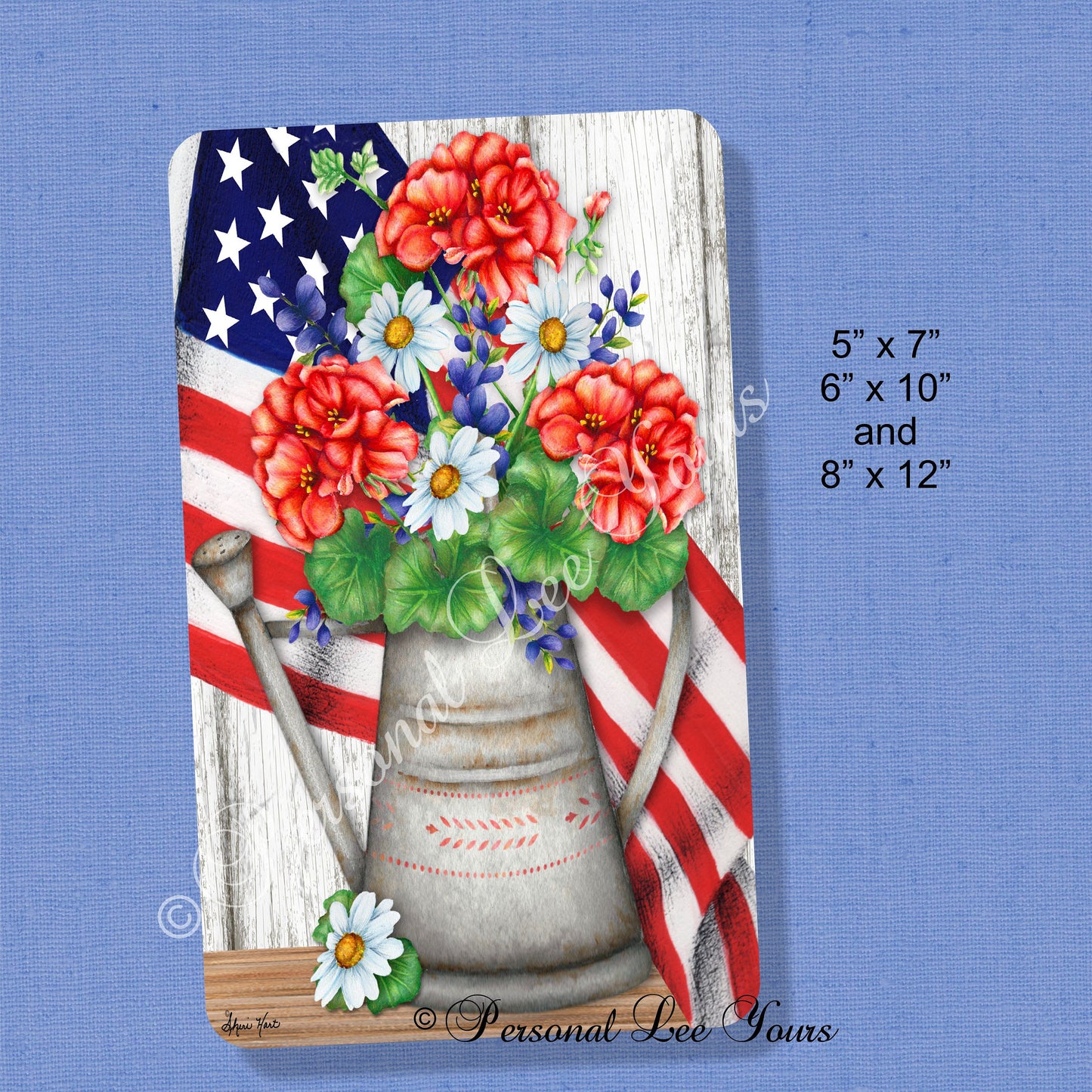 Wreath Sign *  Patriotic Floral * Geraniums * 3 Sizes * Lightweight Metal