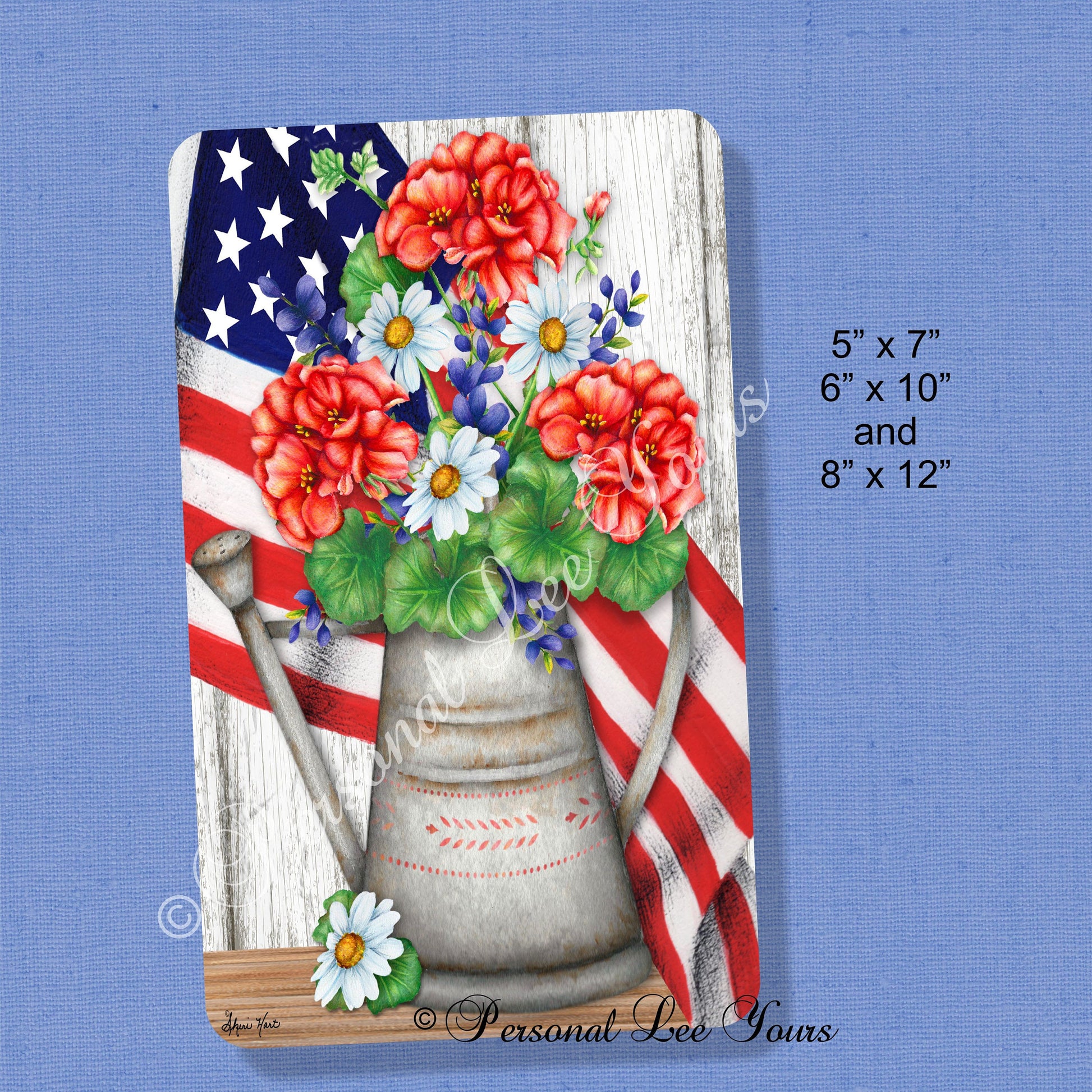 Wreath Sign * Patriotic Floral * Geraniums * 3 Sizes * Lightweight Met ...