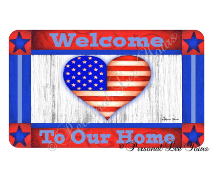 Wreath Sign *  Welcome Patriotic * 3 Sizes * Lightweight Metal