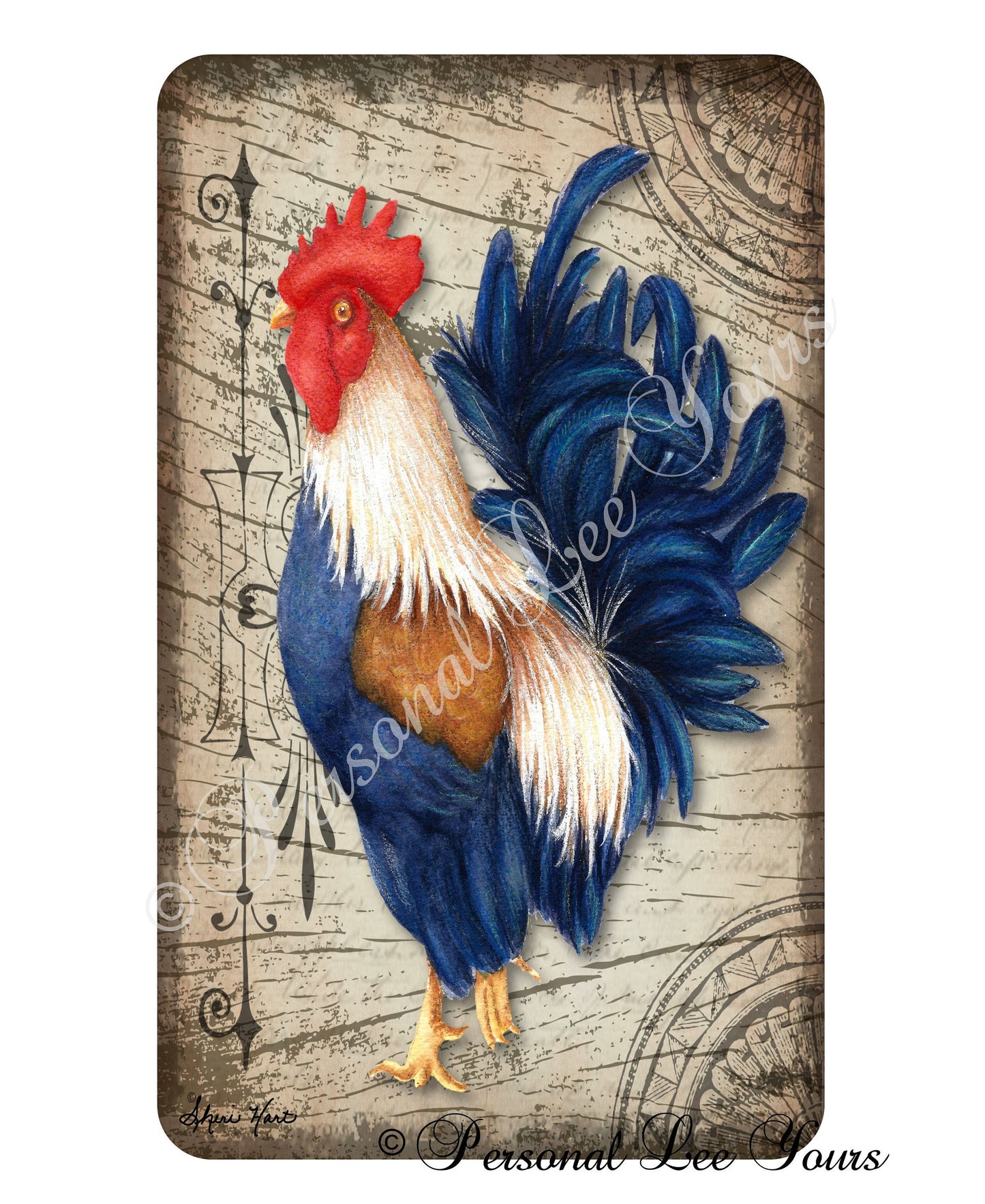 Farmhouse Wreath Sign *  Red, White and Blue Rooster * 3 Sizes * Lightweight Metal