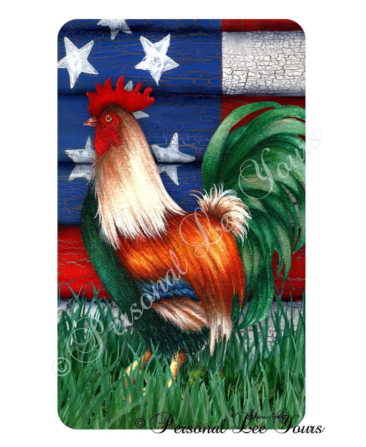 Farmhouse Wreath Sign *  American Rooster * 3 Sizes * Lightweight Metal