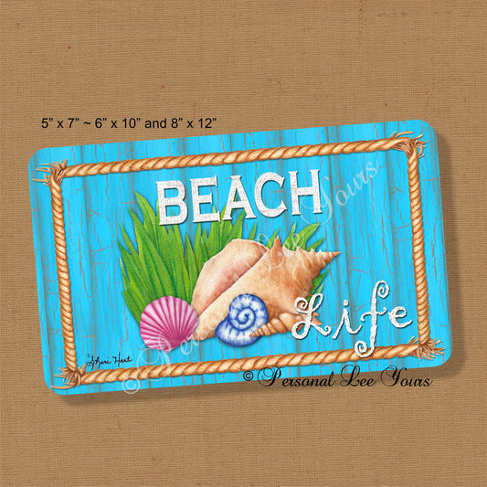 Coastal Wreath Sign *  Beach Life II * 3 Sizes * Lightweight Metal