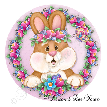 Wreath Sign * Sweet Bunny Welcome * Round * Lightweight Metal