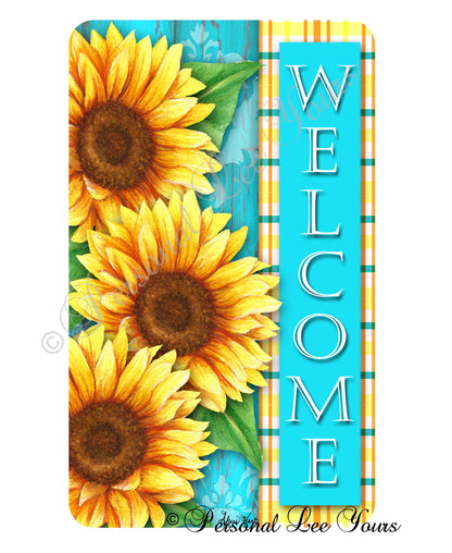 Wreath Sign * Welcome Sunflowers * 3 Sizes * Lightweight Metal