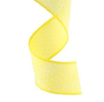 Wired Ribbon * Raised Swiss Dots * Yellow and White Canvas * 1.5" x 10 Yards * RG0165129