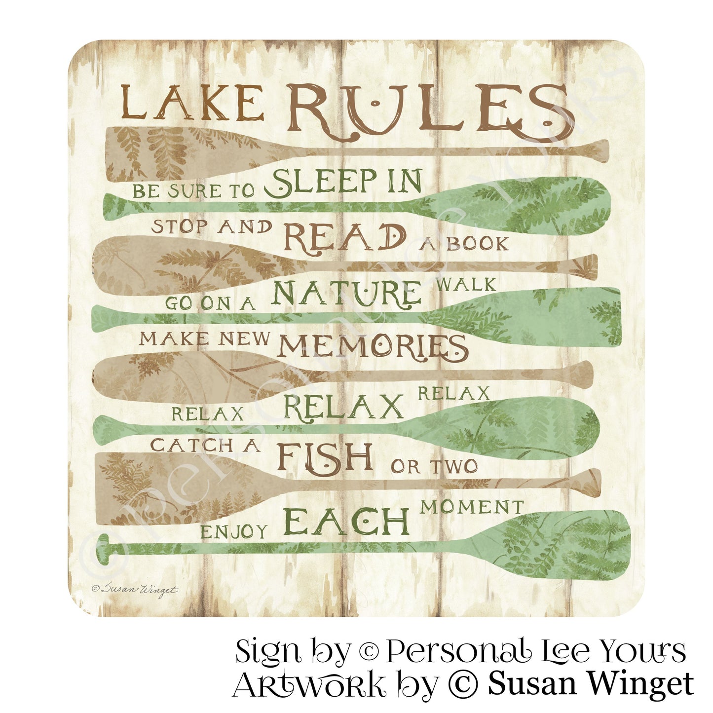 Susan Winget Exclusive Sign * Lake Rules * 3 Sizes * Lightweight Metal