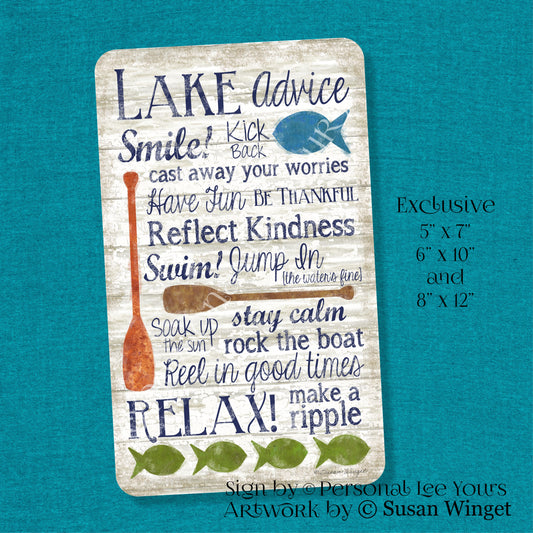 Susan Winget Exclusive Sign * Lake Advice * 3 Sizes * Lightweight Metal