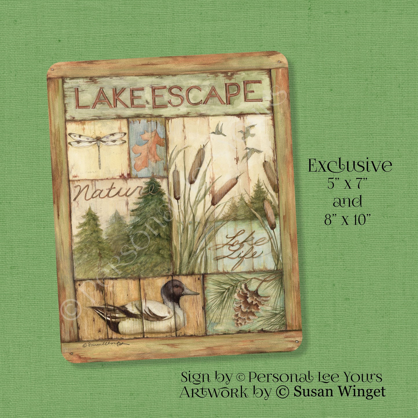 Susan Winget Exclusive Sign * Lake Escape * 2 Sizes * Lightweight Metal