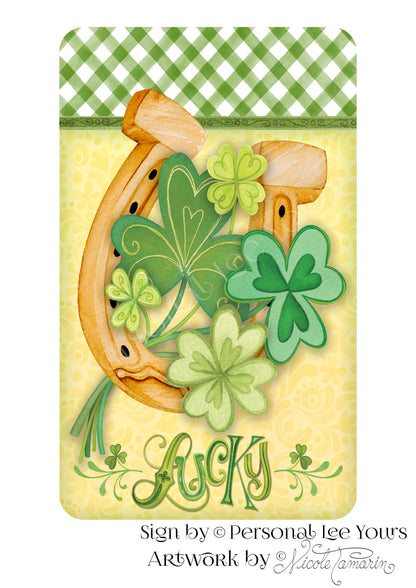 Nicole Tamarin Exclusive Sign * St. Patrick's Day * Lucky Horseshoe * Vertical * 4 Sizes * Lightweight Metal