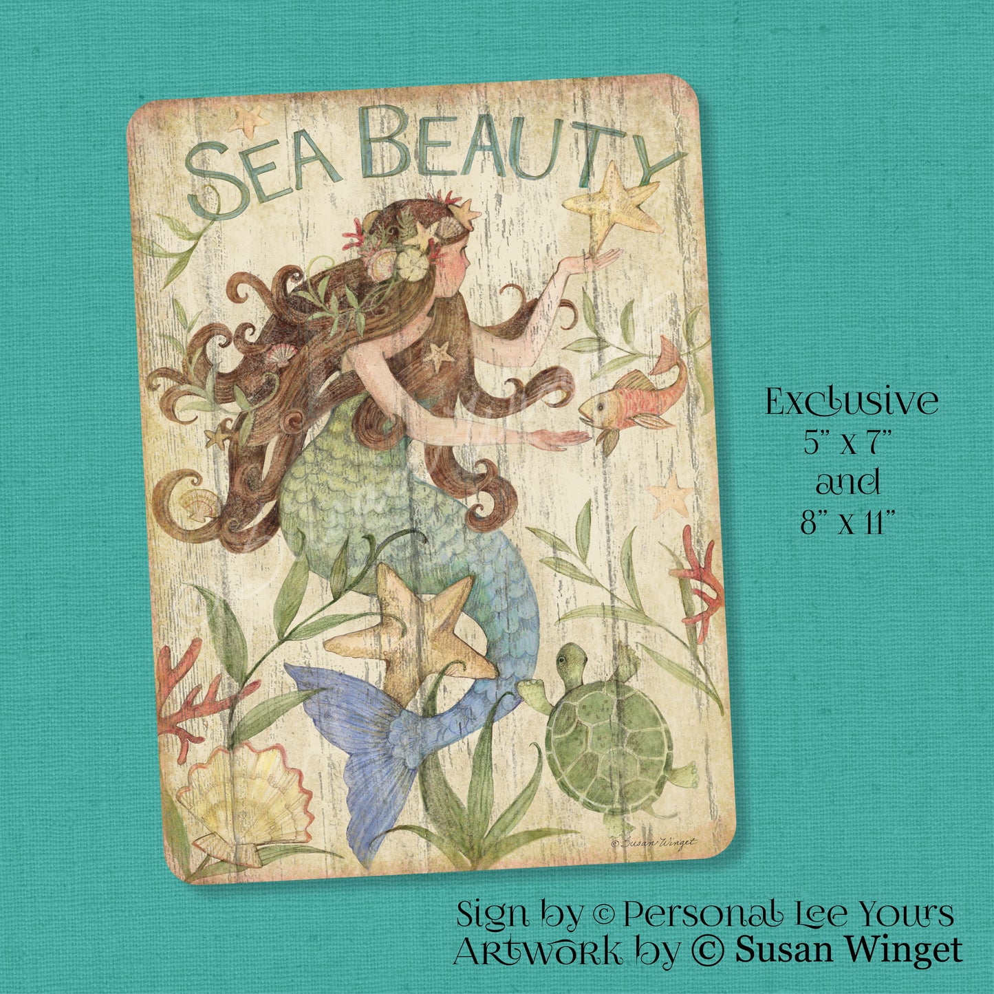 Susan Winget Exclusive Sign * Mermaid * Sea Beauty * 2 Sizes * Lightweight Metal