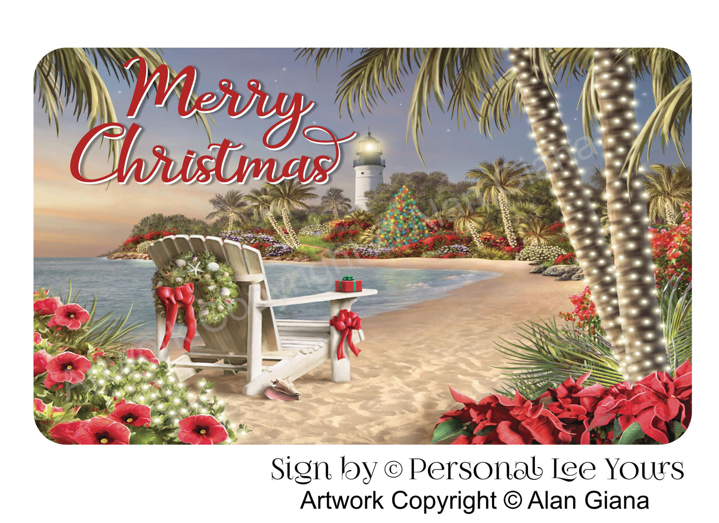 Alan Giana Exclusive Sign * Merry Christmas on the Beach * 3 Sizes * Lightweight Metal