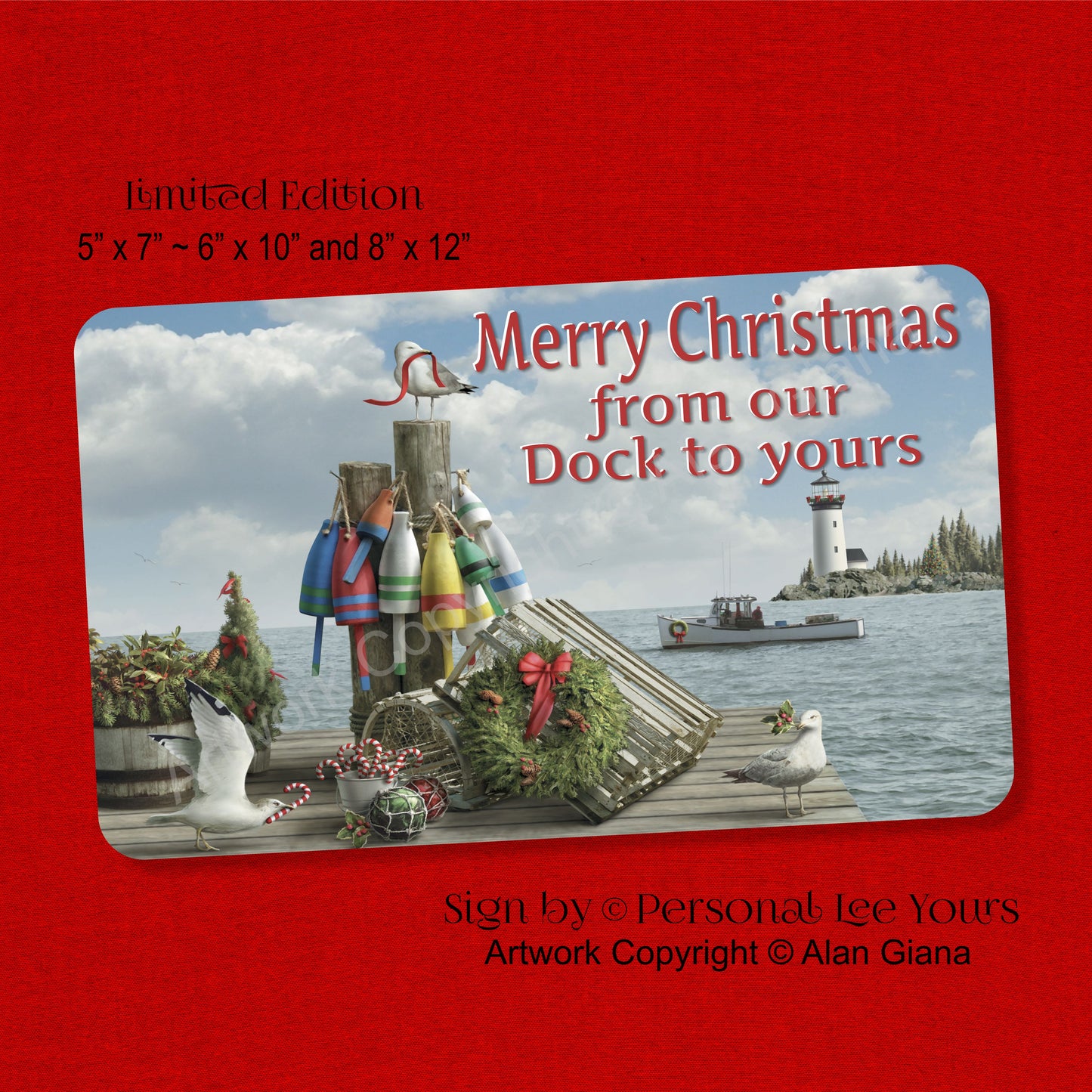 Alan Giana Exclusive Sign * Merry Christmas From Our Dock To Yours * 3 Sizes * Lightweight Metal