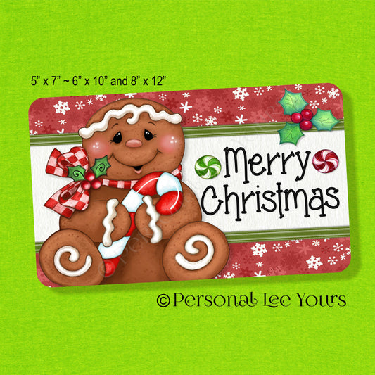 Holiday Wreath Sign * Merry Christmas * Gingerbread Man * 3 Sizes * Lightweight Metal