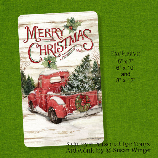 Susan Winget Exclusive Sign * Merry Christmas * Red Truck * 3 Sizes * Lightweight Metal