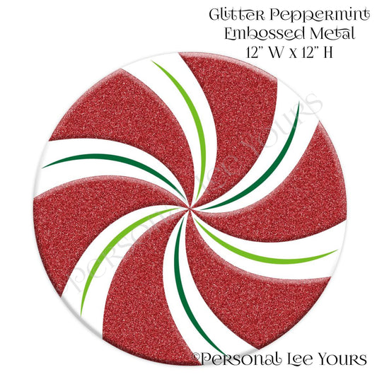 Wreath Accent * Glitter Peppermint * Embossed Metal * 12" W  x 12" H * Lightweight * MD0734