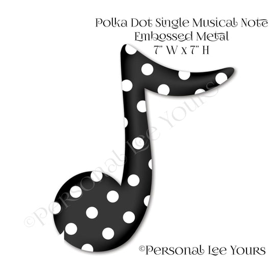 Wreath Accent * Polka Dot Single Music Note * Embossed Metal * 7" W  x 7" H * Lightweight * MD0751