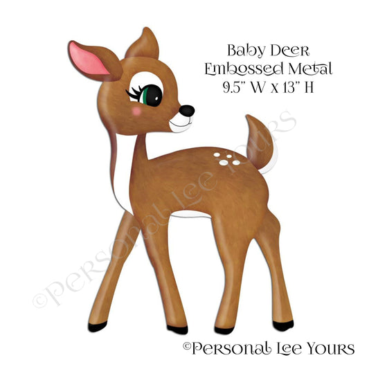 Wreath Accent * Baby Deer / Fawn * Embossed Metal * 9.5" W  x 13" H  * Lightweight * MD079543