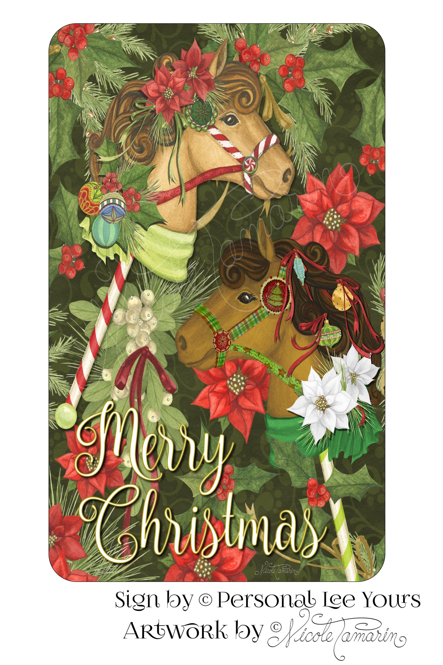Nicole Tamarin Exclusive Sign * Merry Christmas * Pretty Stick Ponies * 3 Sizes * Lightweight Metal