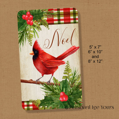 Christmas Wreath Sign * Noel Cardinal * 3 Sizes * Lightweight Metal