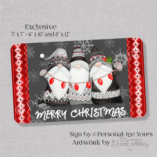 Nicole Tamarin Exclusive Sign * Nordic Gnome ~ Merry Christmas * Dark Background* 3 Sizes * Lightweight Metal