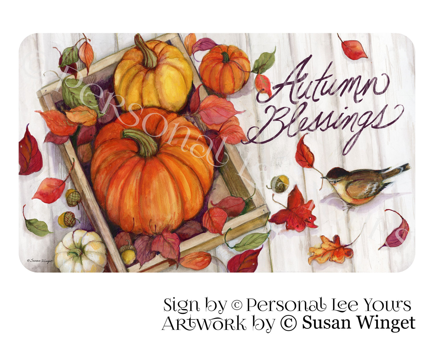 Susan Winget Exclusive Sign * Pumpkin Box * Horizontal * 3 Sizes * Lightweight Metal
