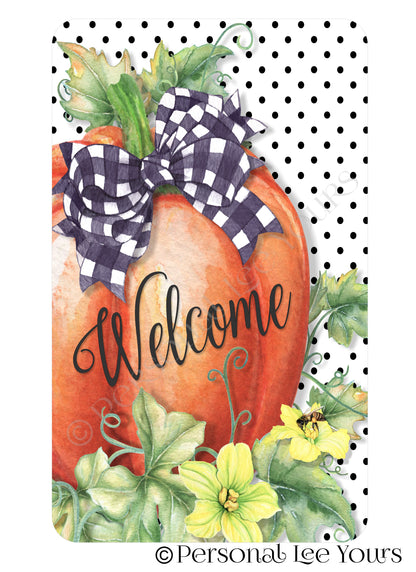 Fall Wreath Sign * Polka Dot Pumpkin * 3 Sizes * Lightweight Metal