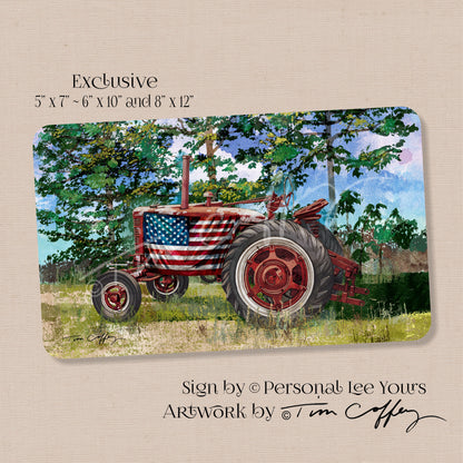 Tim Coffey Exclusive Sign * Patriotic Red Tractor * 3 Sizes * Lightweight Metal