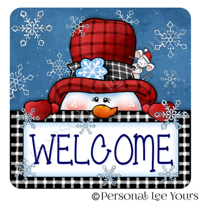 Winter Wreath Sign * Peeking Snowman Welcome * 3 Sizes * Lightweight Metal